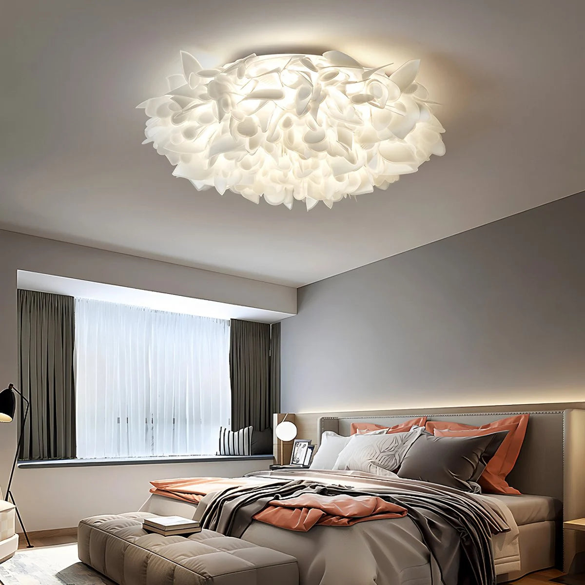 Antizer White Flower-Shaped Flush Mount Ceiling Light