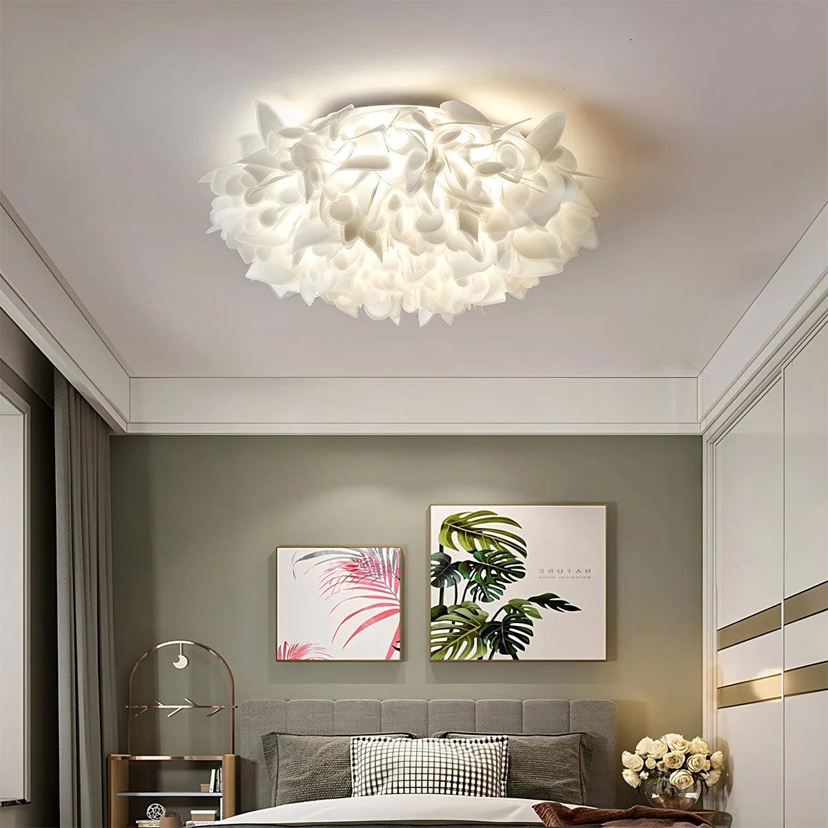 Antizer White Flower-Shaped Flush Mount Ceiling Light