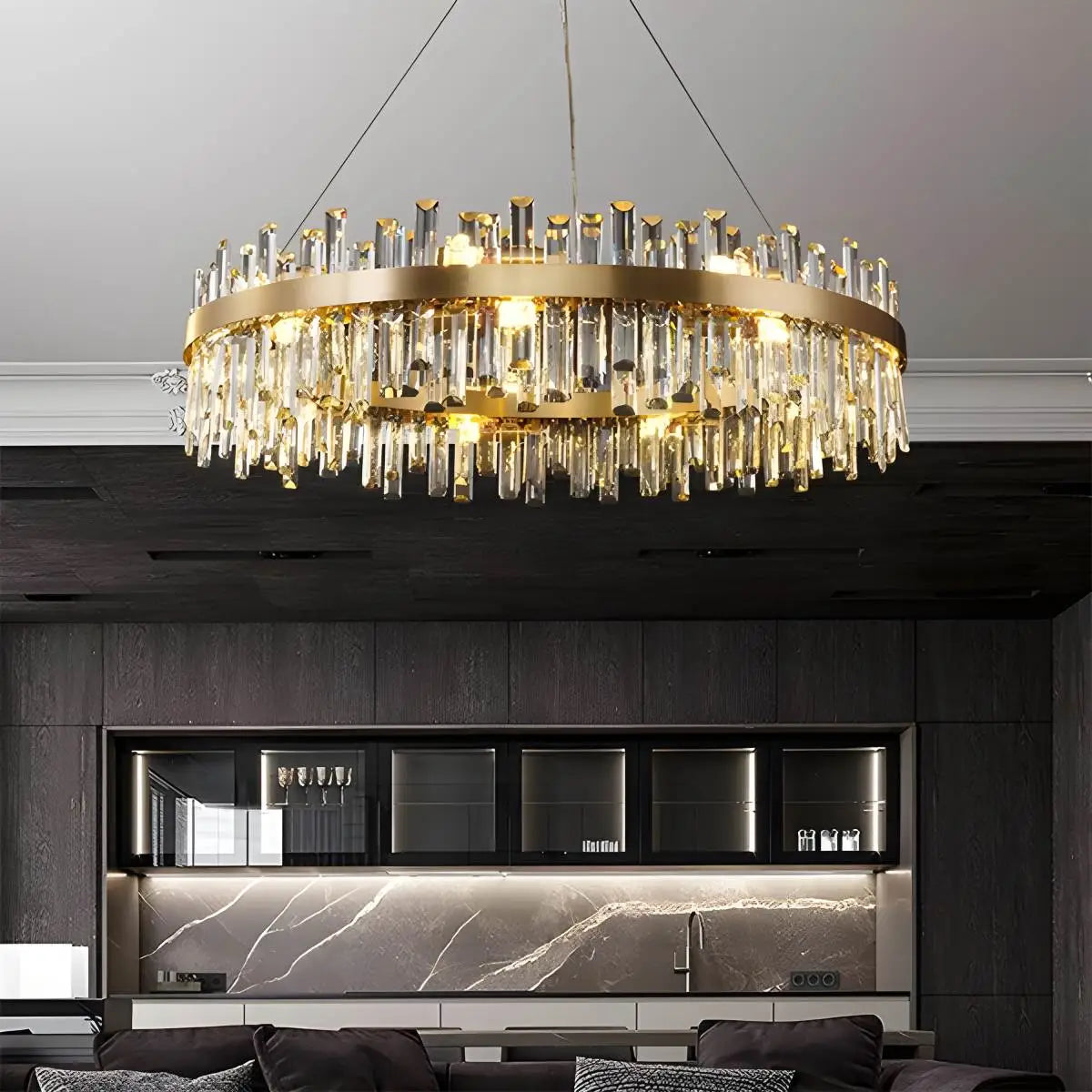 Antizer Round Oval Crystal Chandelier