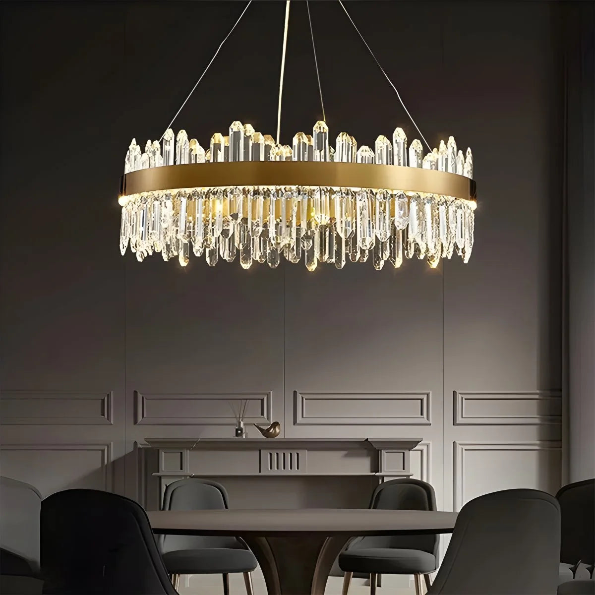 Antizer Round Oval Crystal Chandelier