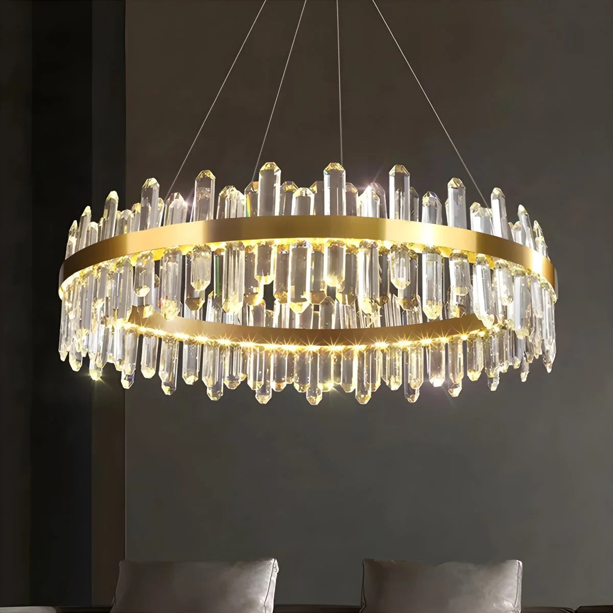 Antizer Round Oval Crystal Chandelier