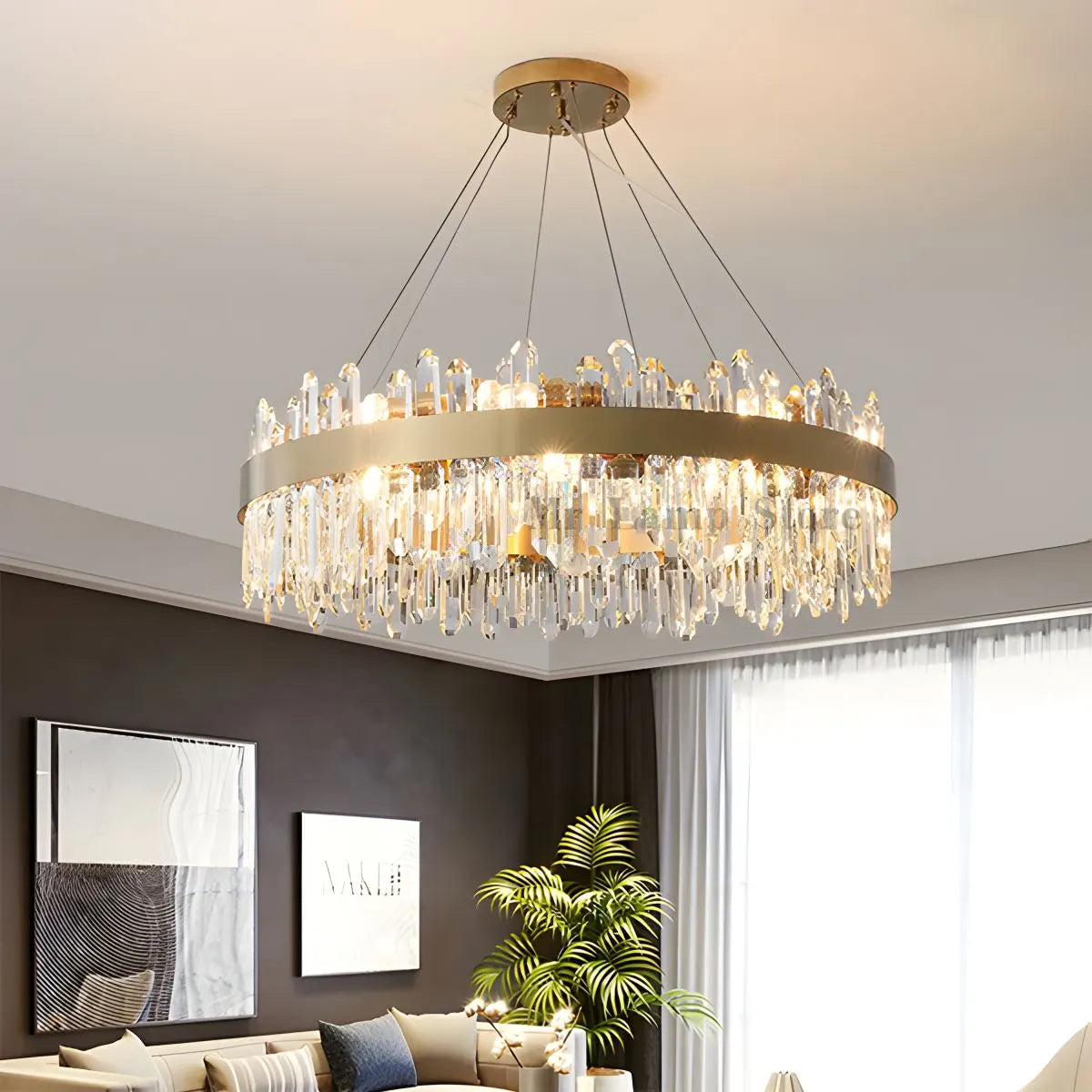Antizer Round Oval Crystal Chandelier