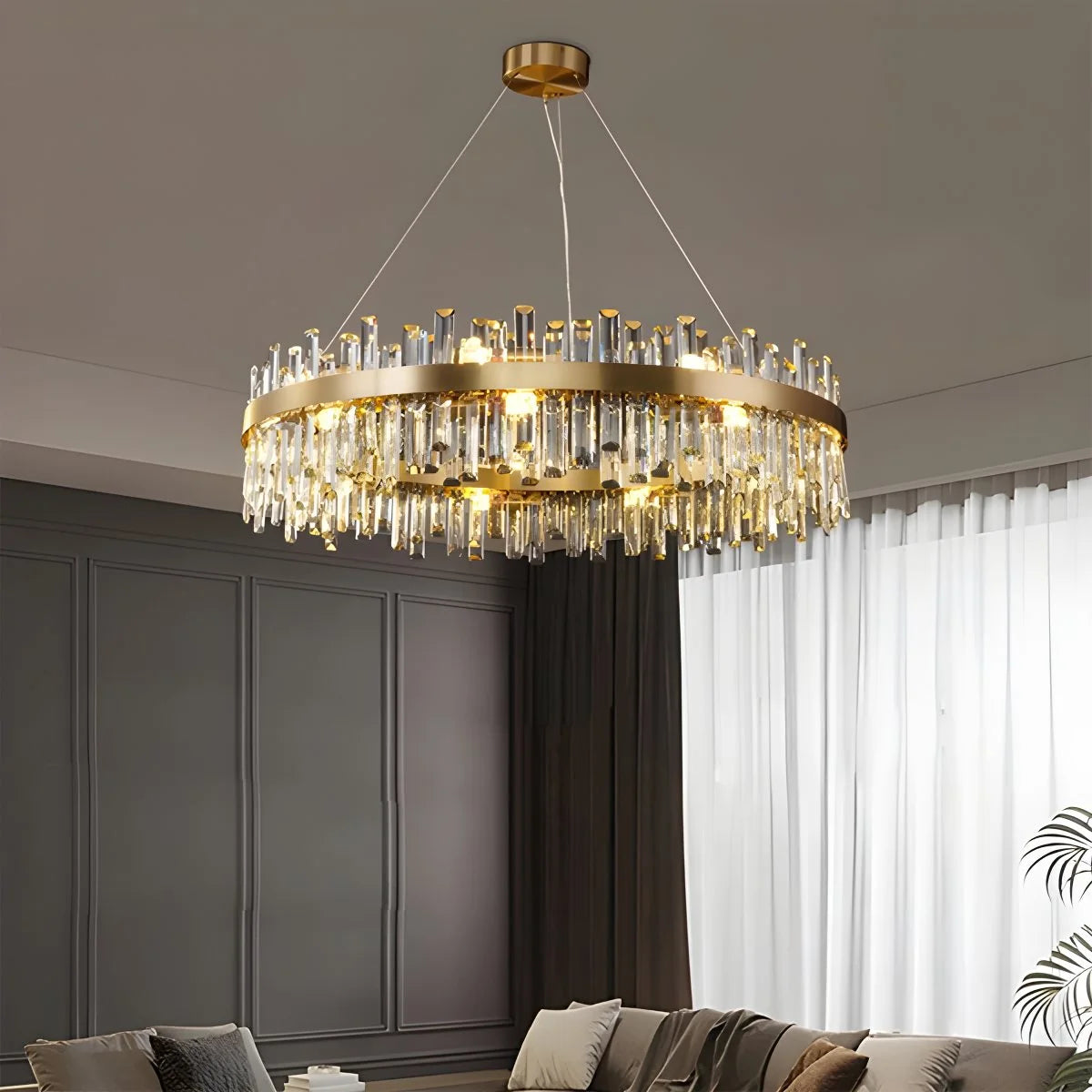 Antizer Round Oval Crystal Chandelier