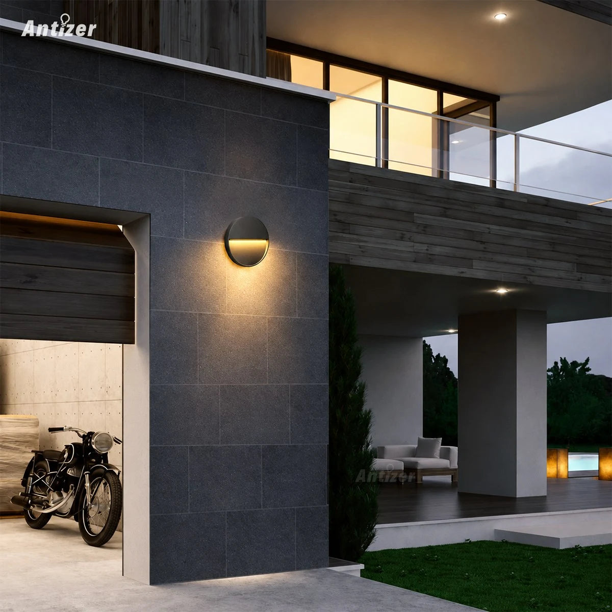 Aplique de pared para exterior impermeable redondo y cuadrado de Antizer