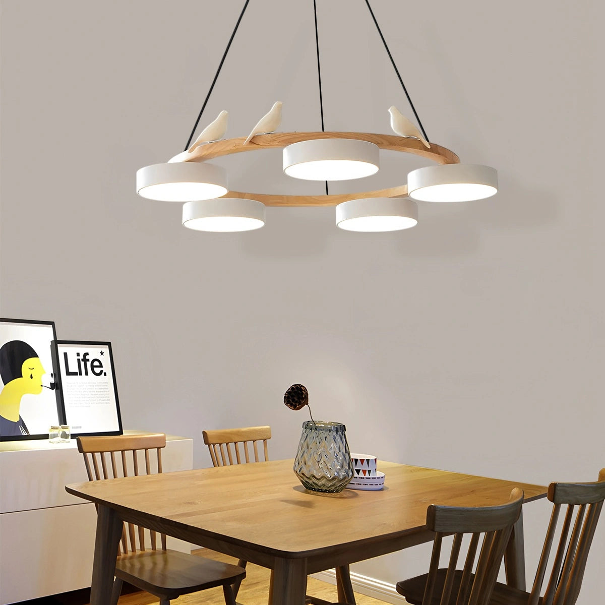 Antizer Sienna Bird Round Chandelier for Living Room