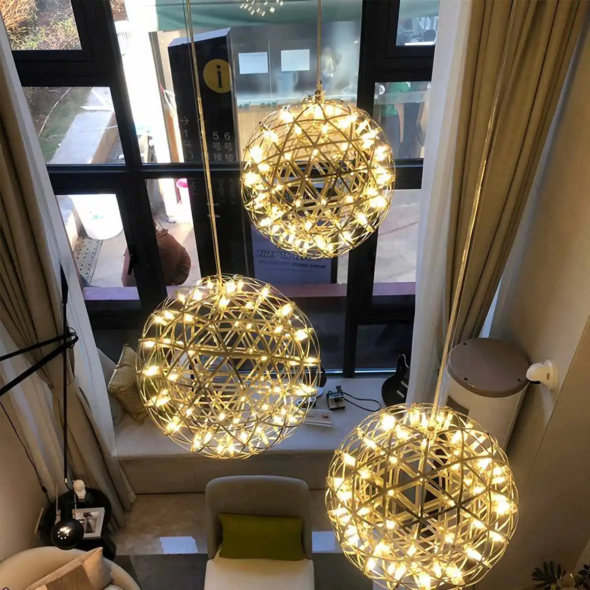 Antizer Silver Fire Ball Pendant Light for Dining Room