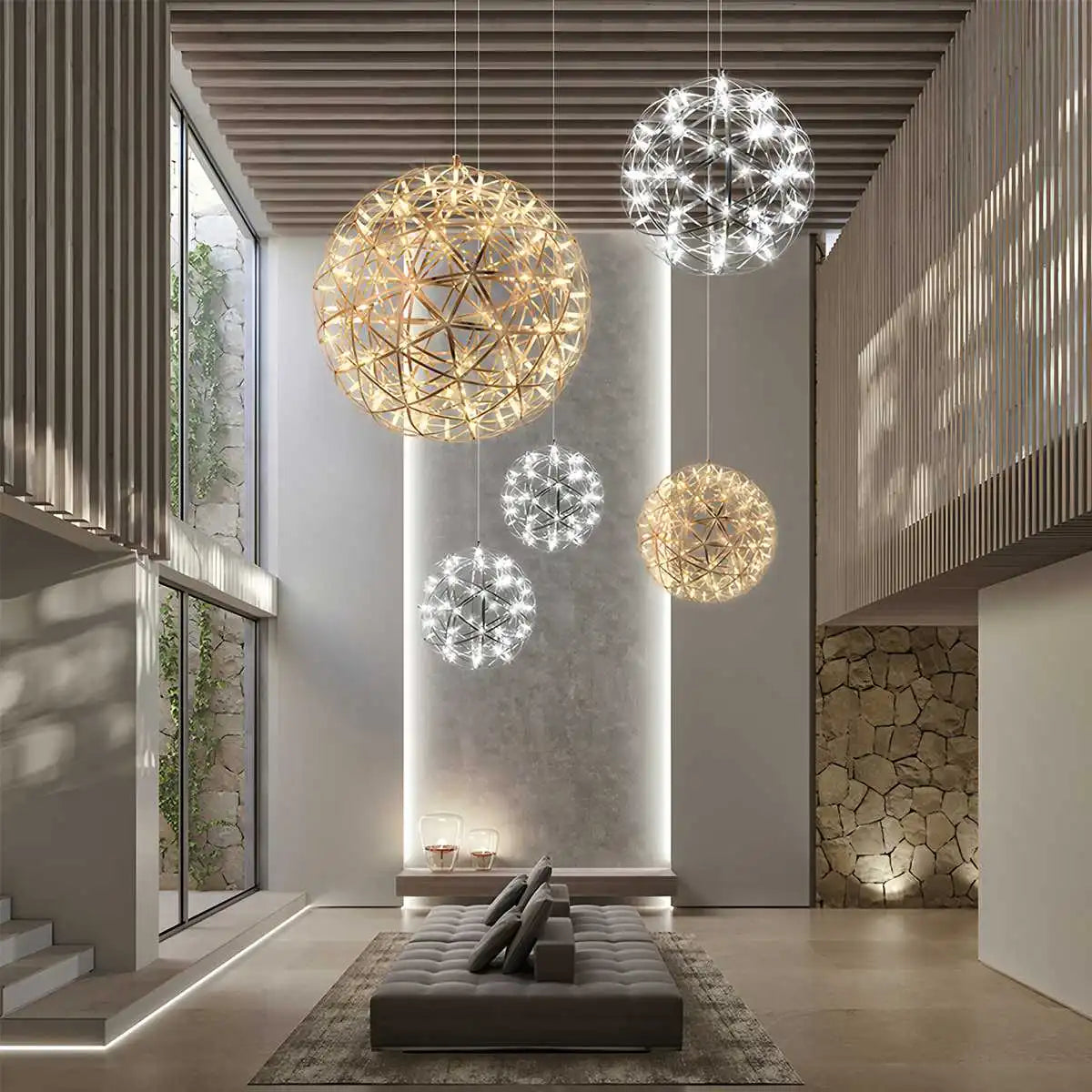 Antizer Silver Fire Ball Pendant Light for Dining Room