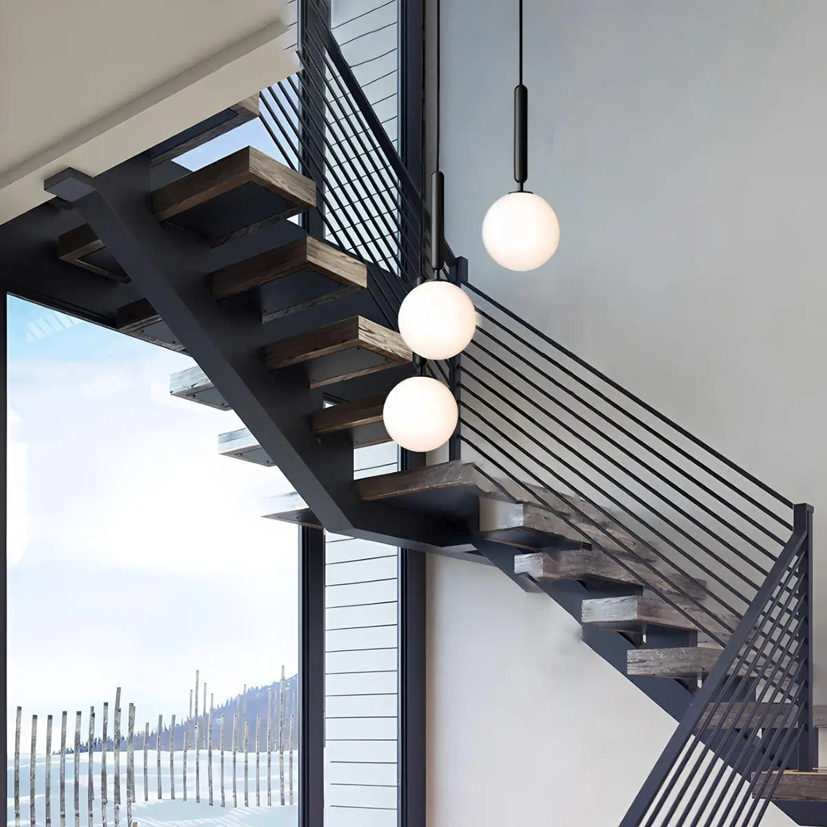 Antizer Temen Globe Glass Pendant Light for Kitchen Island