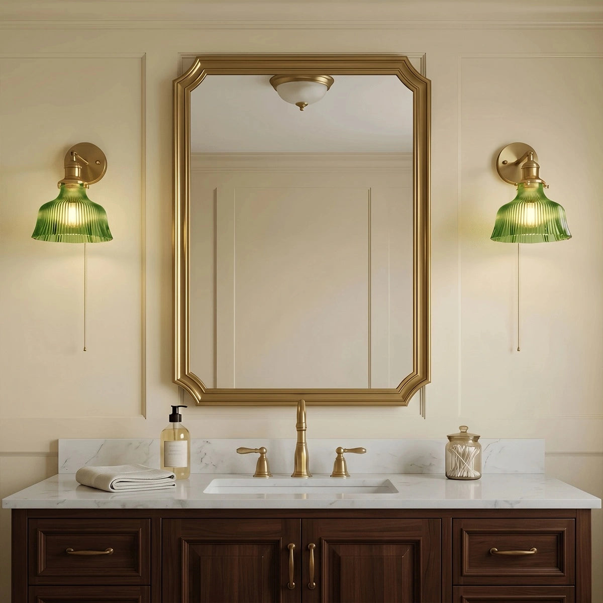Antizer Vintage Glass Brass Wall Lamp
