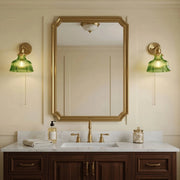 Antizer Vintage Glass Brass Wall Lamp