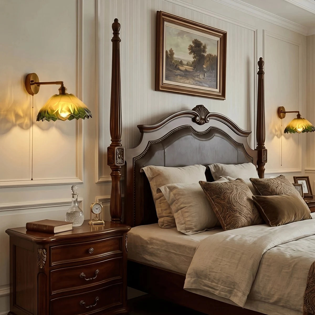 Antizer Vintage Glass Brass Wall Lamp