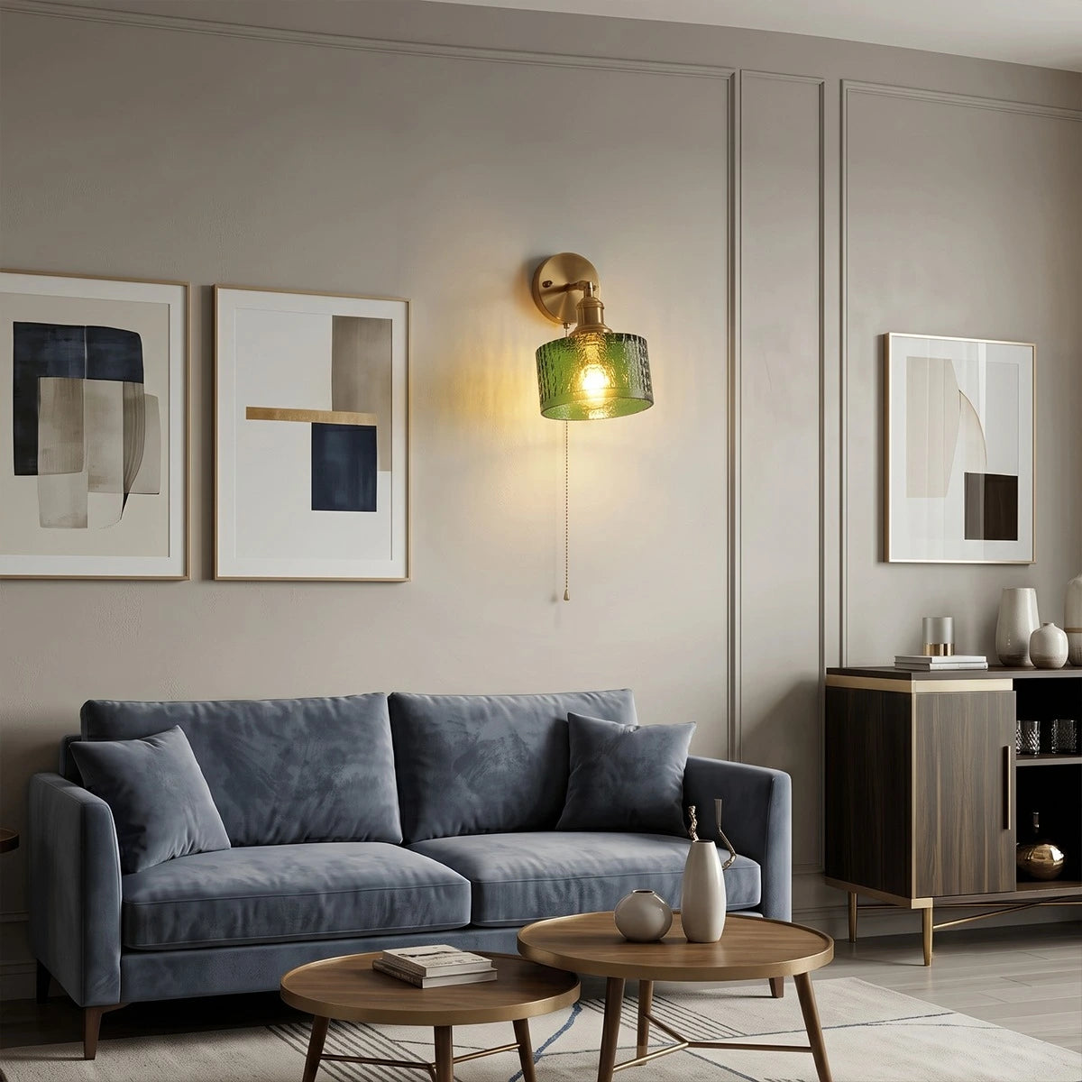 Antizer Vintage Glass Brass Wall Lamp