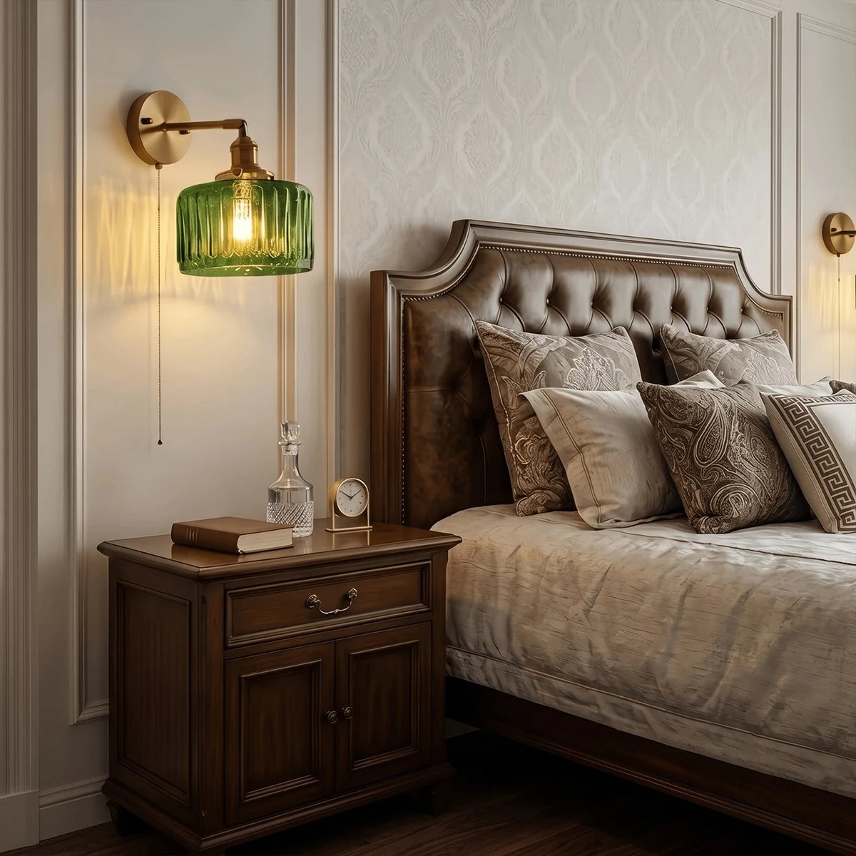 Antizer Vintage Glass Brass Wall Lamp