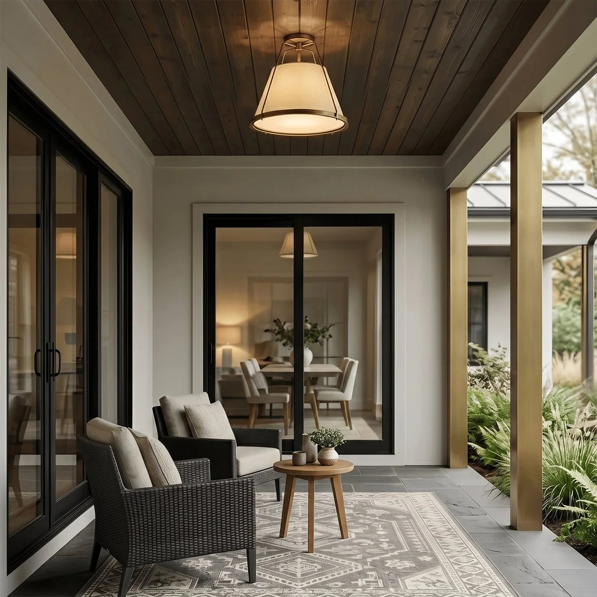 Antizer Vintage Metal Linen Tapered Ceiling Light