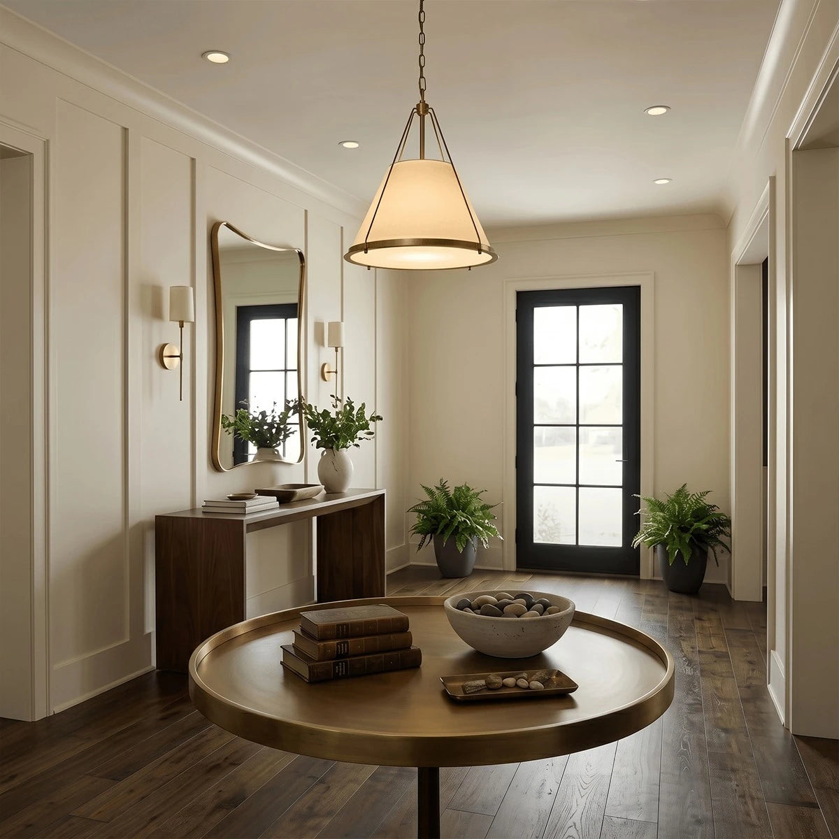 Antizer Vintage Metal Linen Tapered Pendant Light