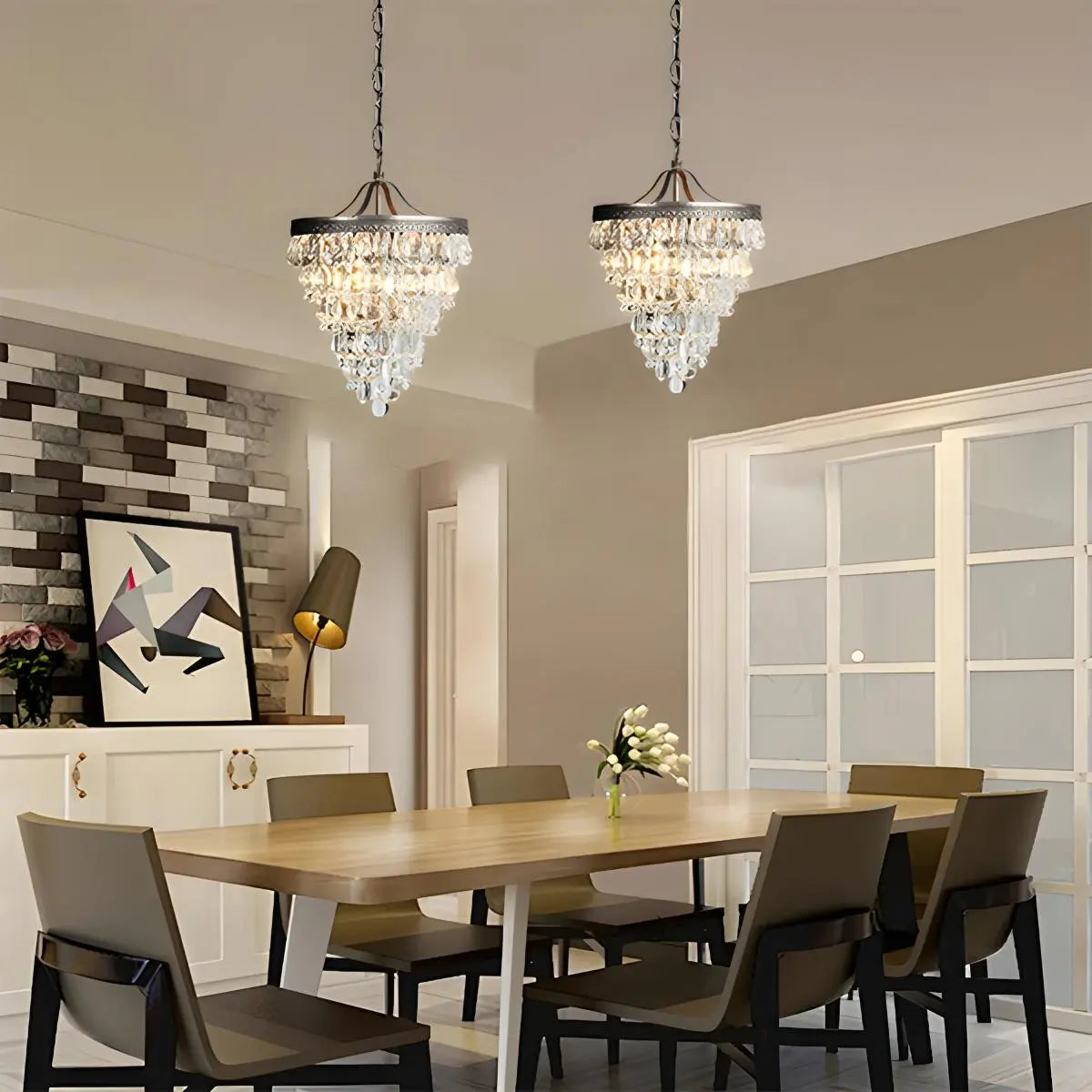 Antizer Vintage Crystal Pendent Light for Living Room