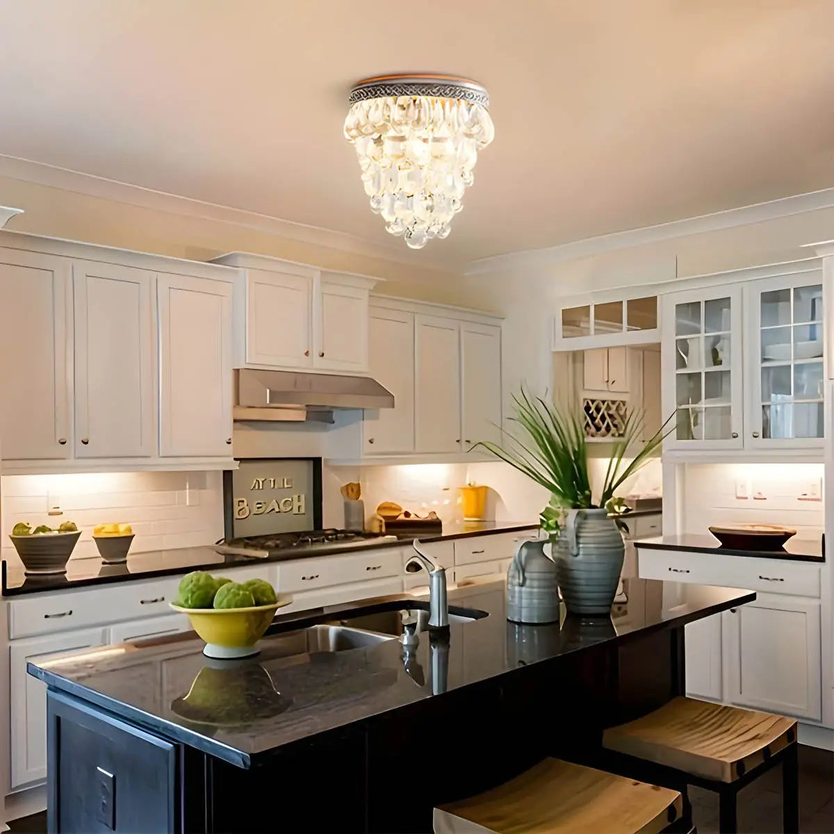 Antizer Vintage Crystal Pendent Light for Living Room