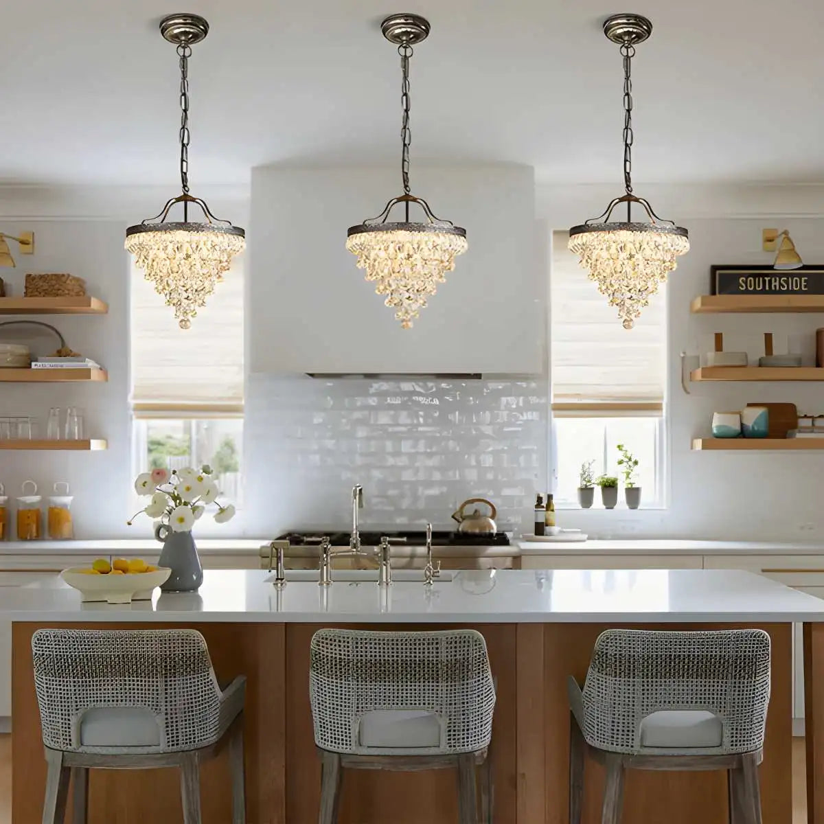 Antizer Vintage Crystal Pendent Light for Living Room
