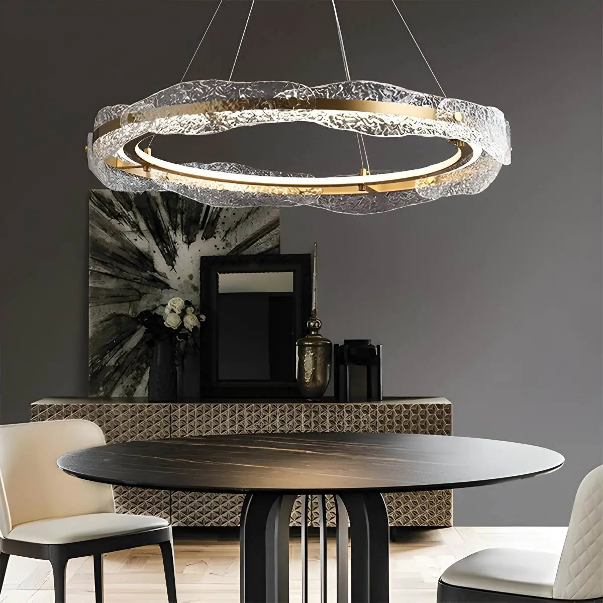 Antizer Water Pattern Glass Chandelier for Living Room