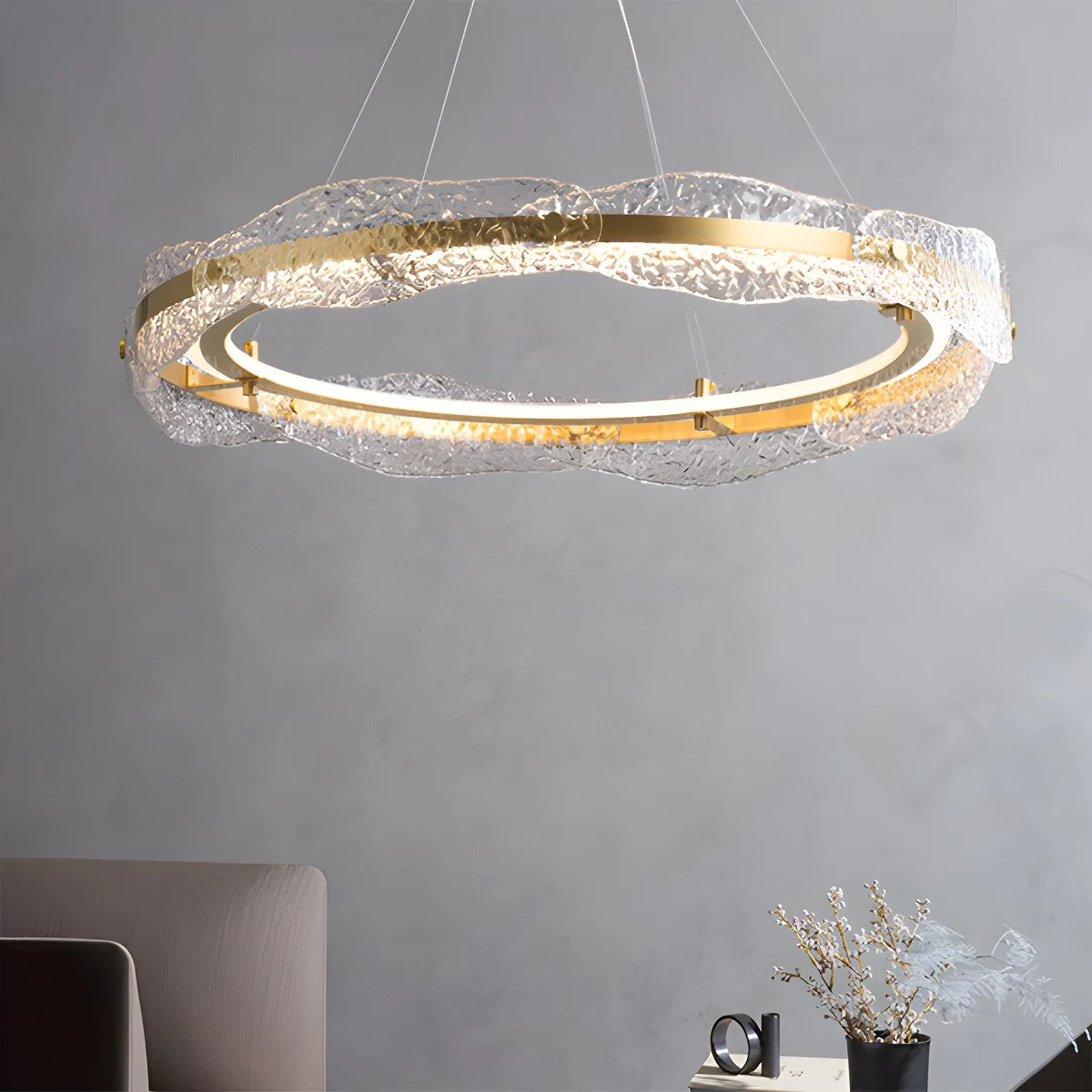Antizer Water Pattern Glass Chandelier for Living Room