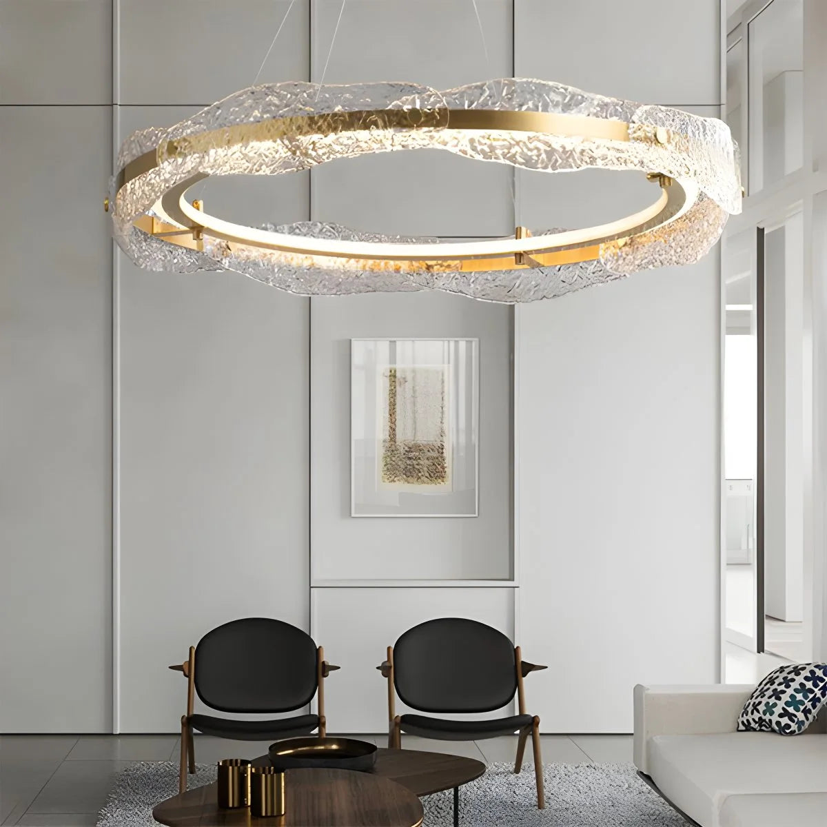 Antizer Water Pattern Glass Chandelier for Living Room