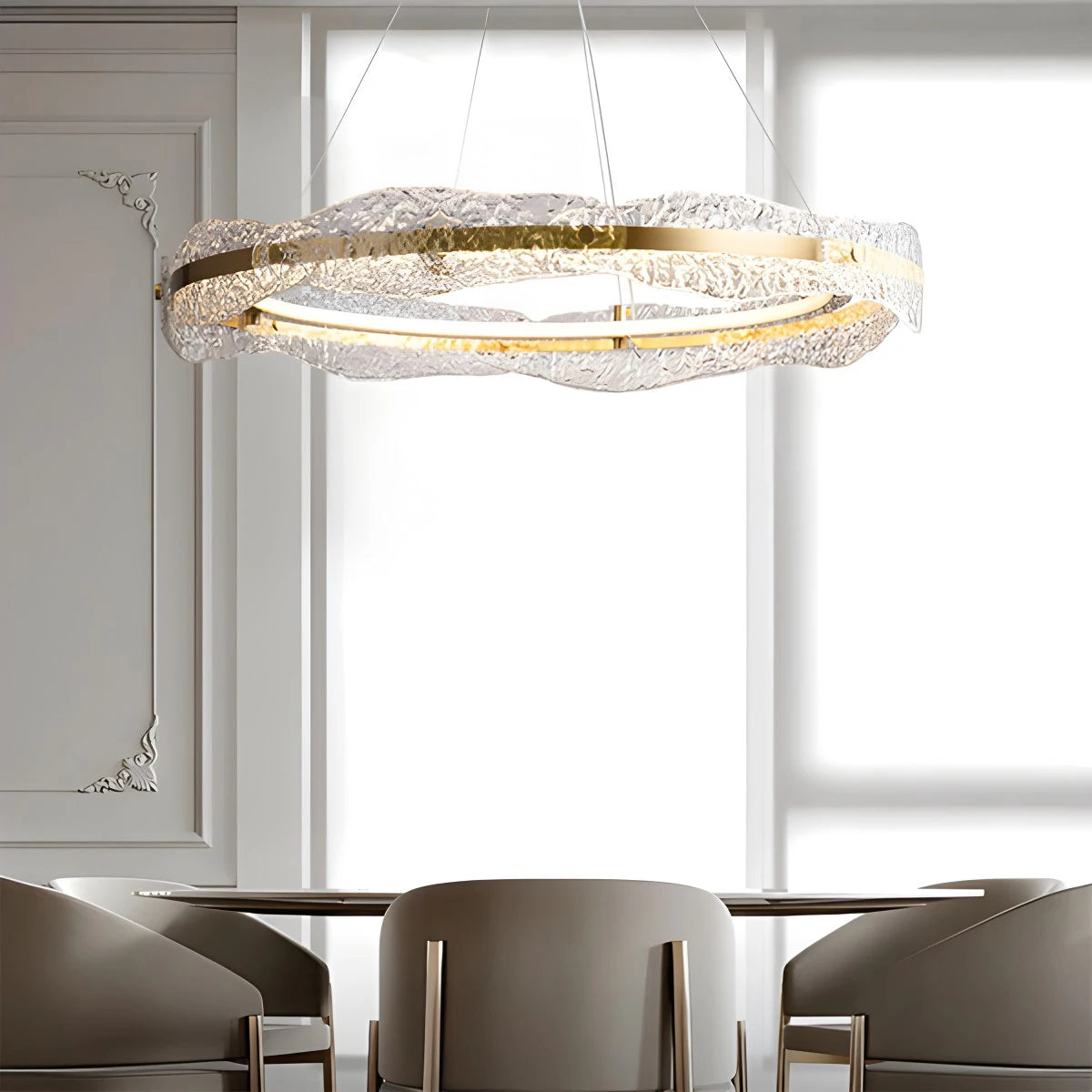 Antizer Water Pattern Glass Chandelier for Living Room