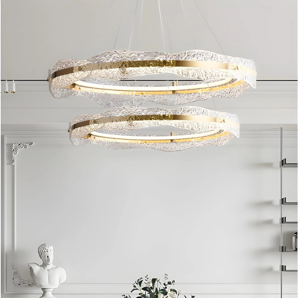 Antizer Water Pattern Glass Chandelier for Living Room