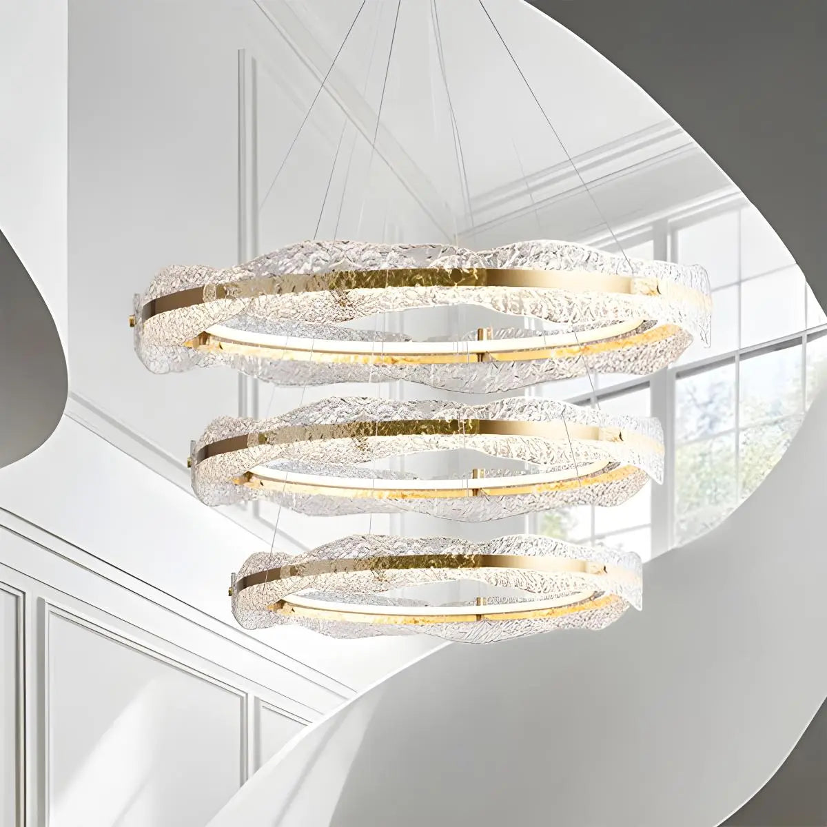 Antizer Water Pattern Glass Chandelier for Living Room