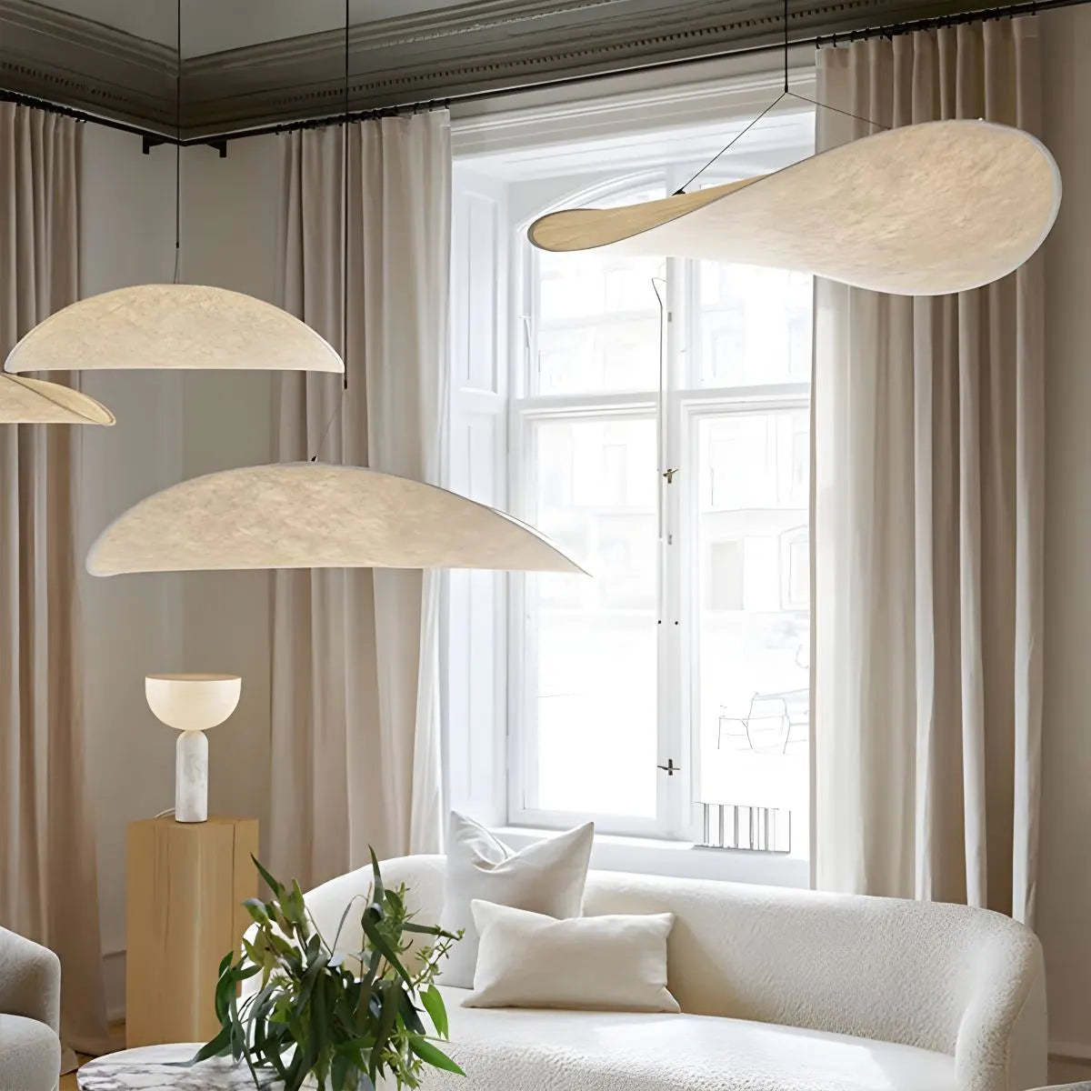 Antizer Zen Art Cloud Shape Silk Pendant Light for Living Room