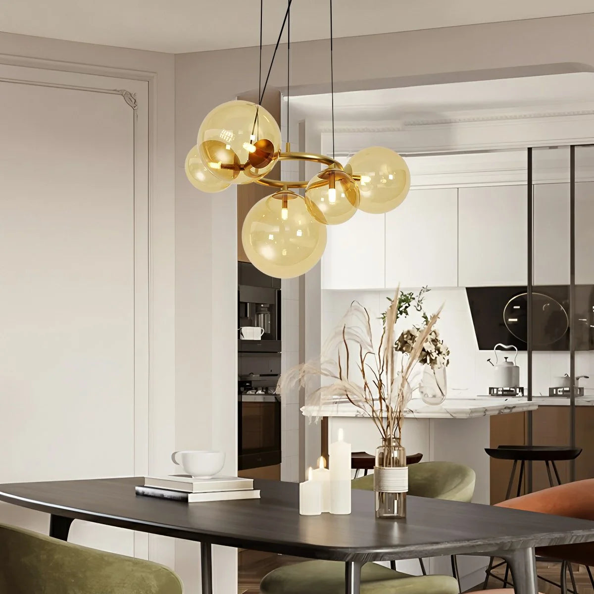 Antizer Luxurious Single-Tone Glass Spheres Chandelier