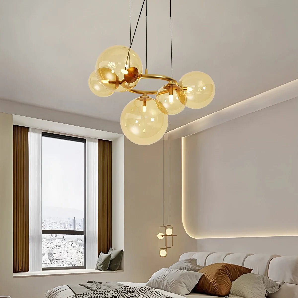Antizer Luxurious Single-Tone Glass Spheres Chandelier