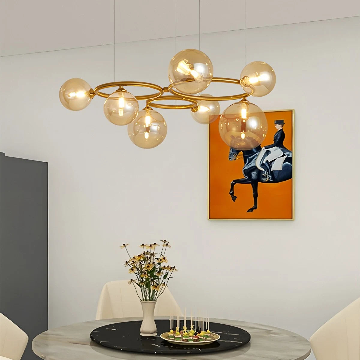 Antizer Luxurious Single-Tone Glass Spheres Chandelier