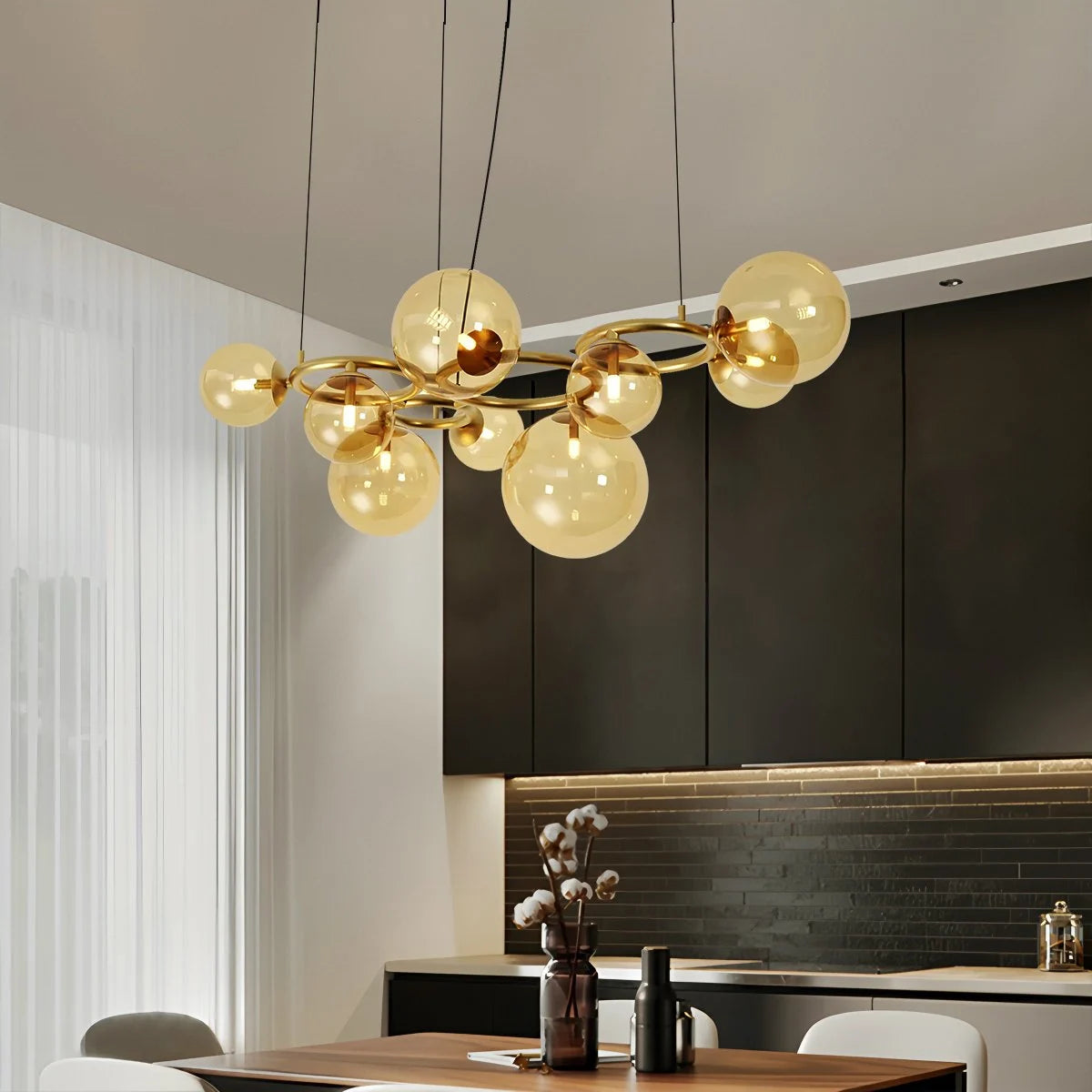 Antizer Luxurious Single-Tone Glass Spheres Chandelier