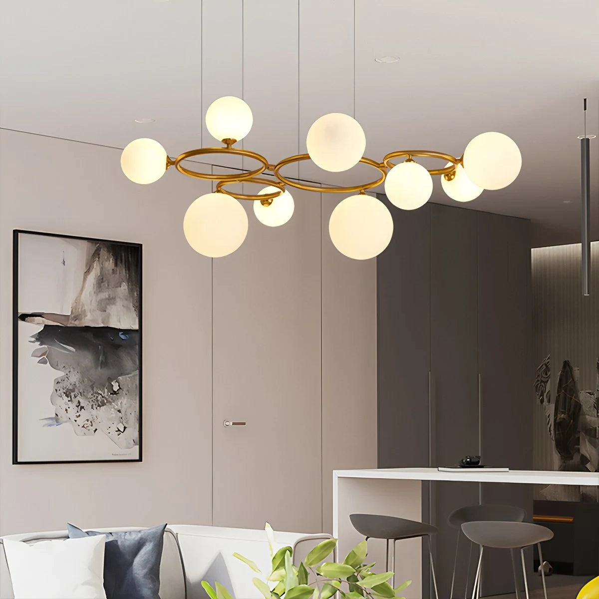 Antizer Luxurious Single-Tone Glass Spheres Chandelier