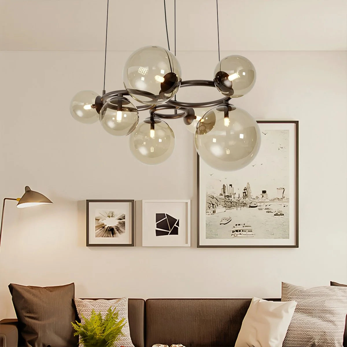 Antizer Luxurious Single-Tone Glass Spheres Chandelier