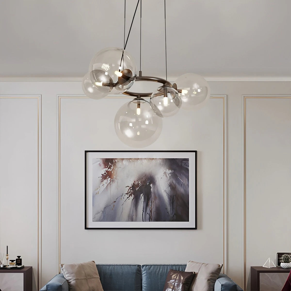 Antizer Luxurious Single-Tone Glass Spheres Chandelier
