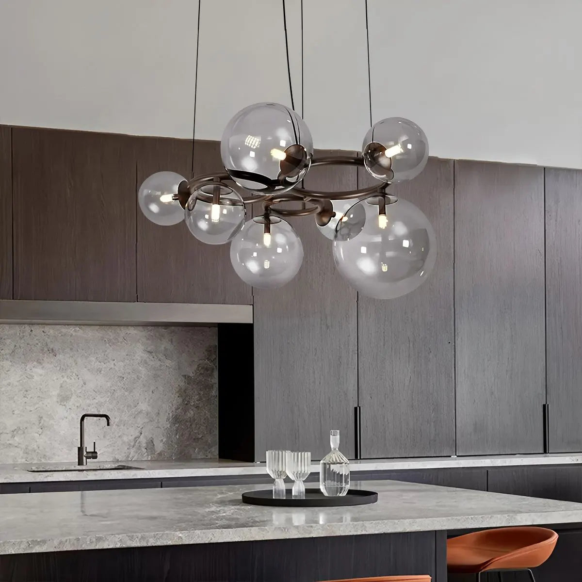 Antizer Luxurious Single-Tone Glass Spheres Chandelier