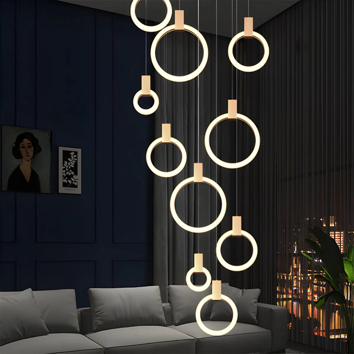 Antizer Modern Large Staircase Hanging Chandelier