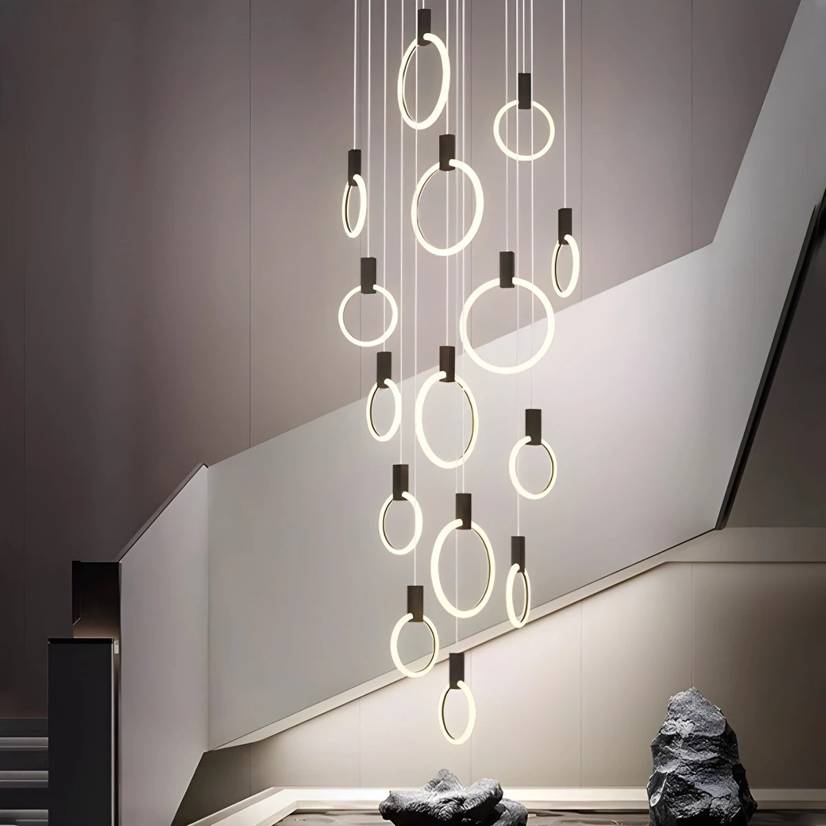 Antizer Modern Large Staircase Hanging Chandelier