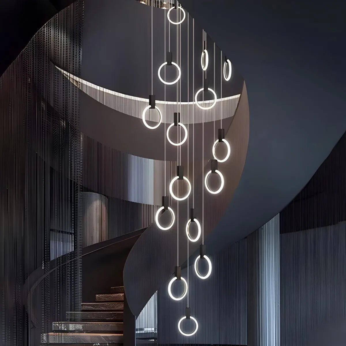 Antizer Modern Large Staircase Hanging Chandelier