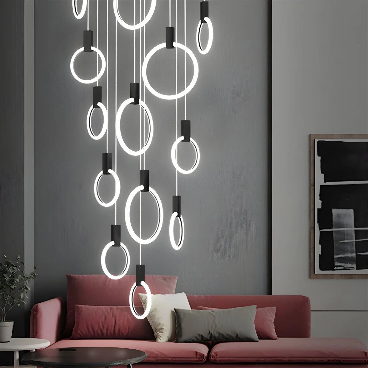 Antizer Modern Large Staircase Hanging Chandelier