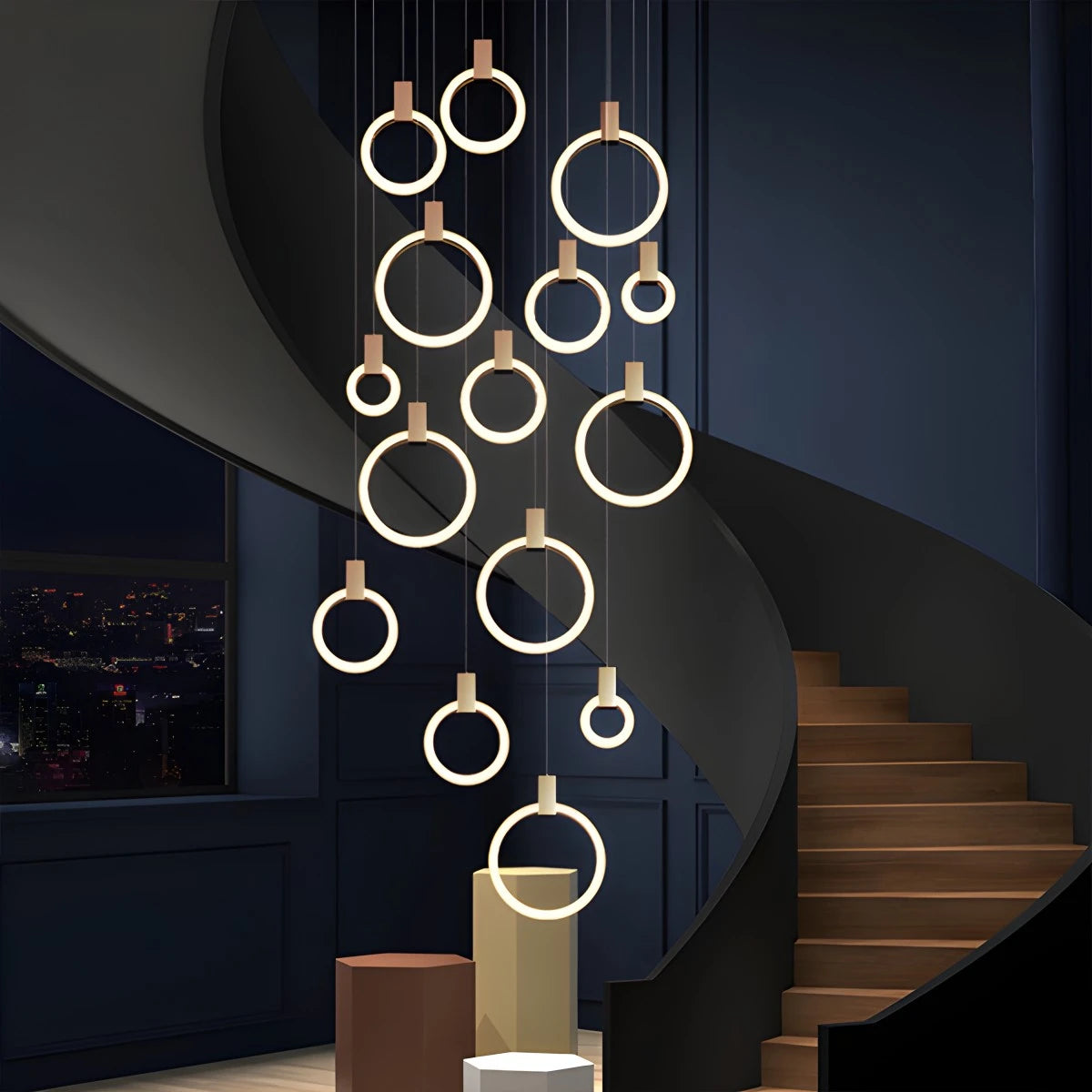 Antizer Modern Large Staircase Hanging Chandelier