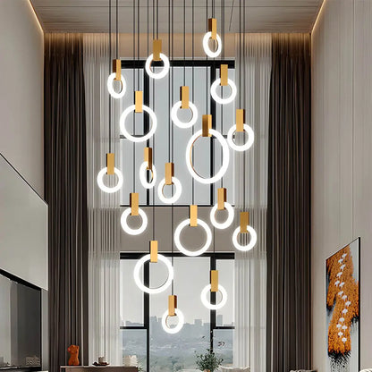 Antizer Modern Large Staircase Hanging Chandelier