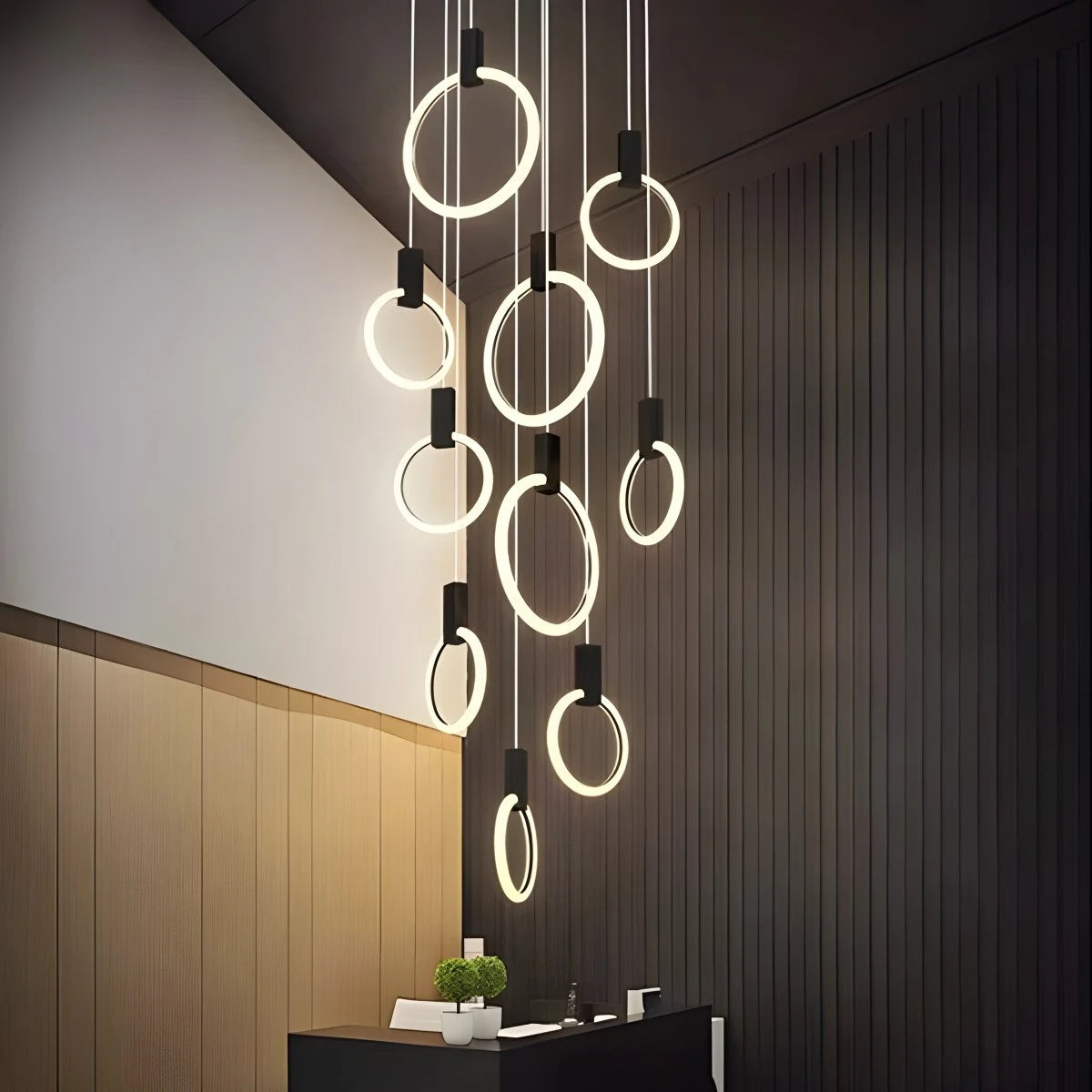 Antizer Modern Large Staircase Hanging Chandelier