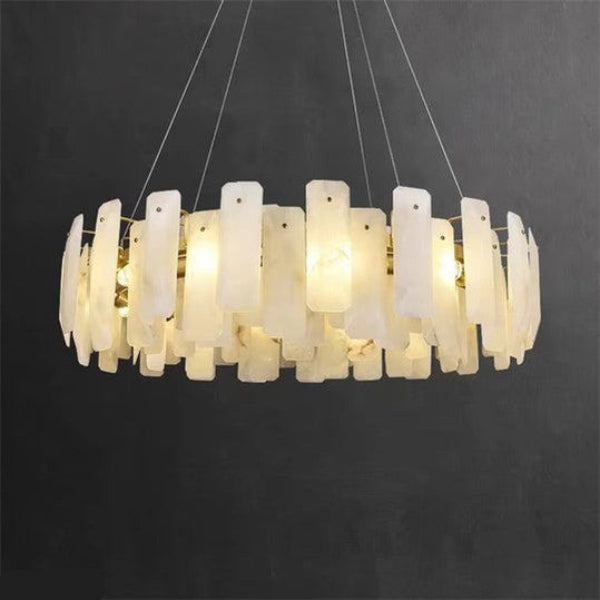 Antizer Modern Alabaster Round Chandelier