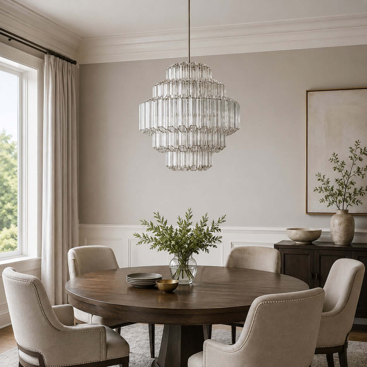 Antizer Tiered Clear Glass Prisms Chandelier