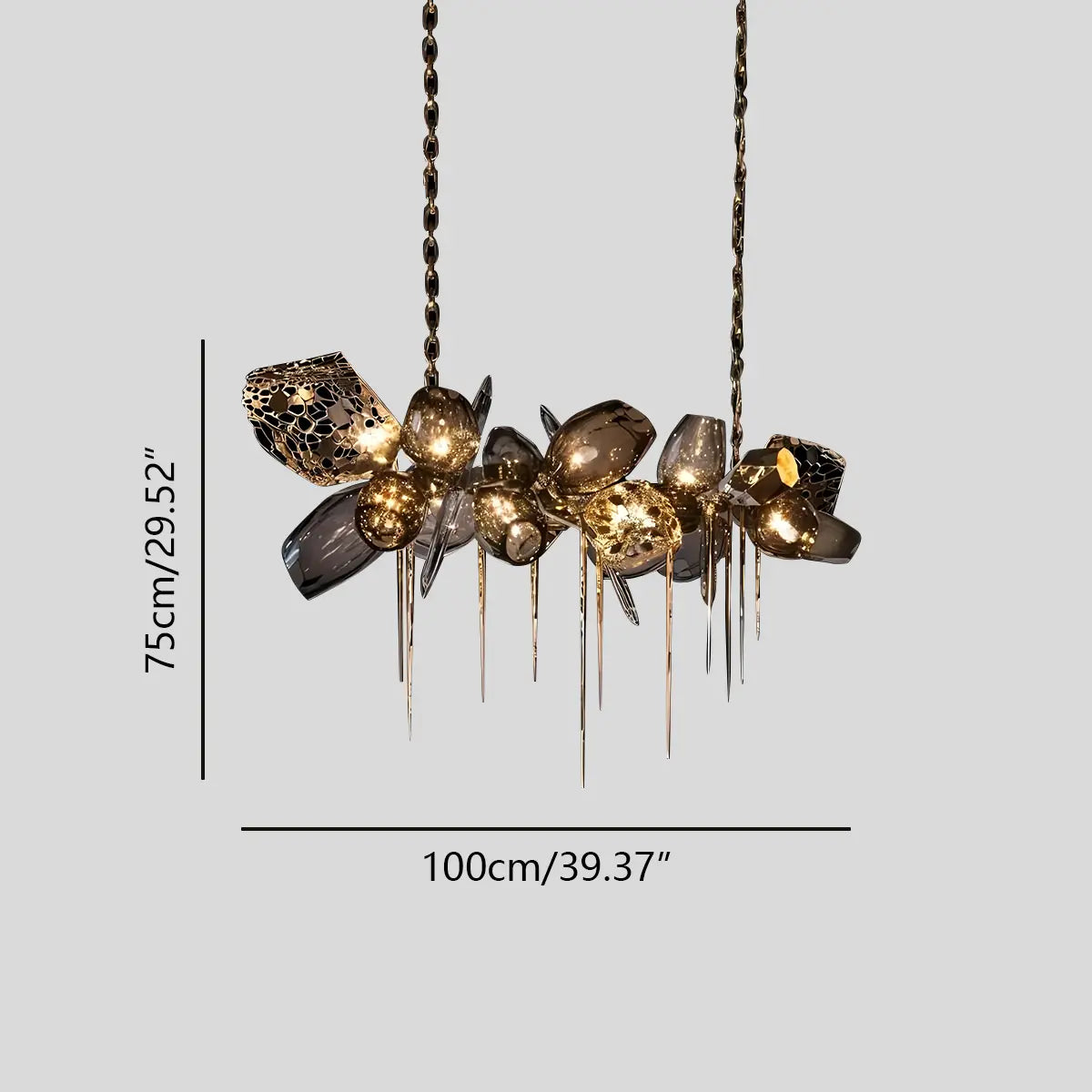Antizer Kallisto Sculptural Glass Chandelier for Dining Room