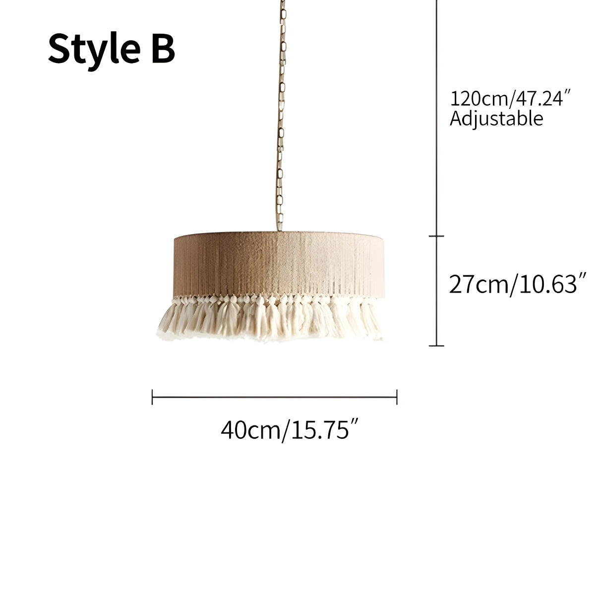 Antizer Boho Vintage Twine Fringe Pendant Light