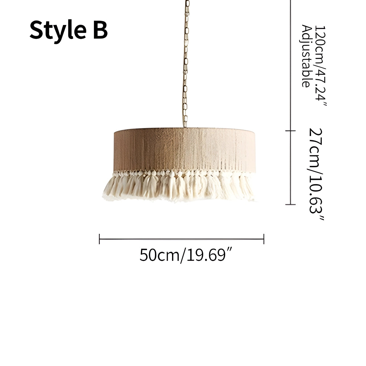 Antizer Boho Vintage Twine Fringe Pendant Light