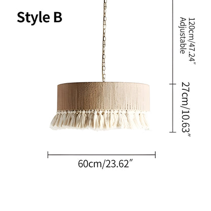 Antizer Boho Vintage Twine Fringe Pendant Light